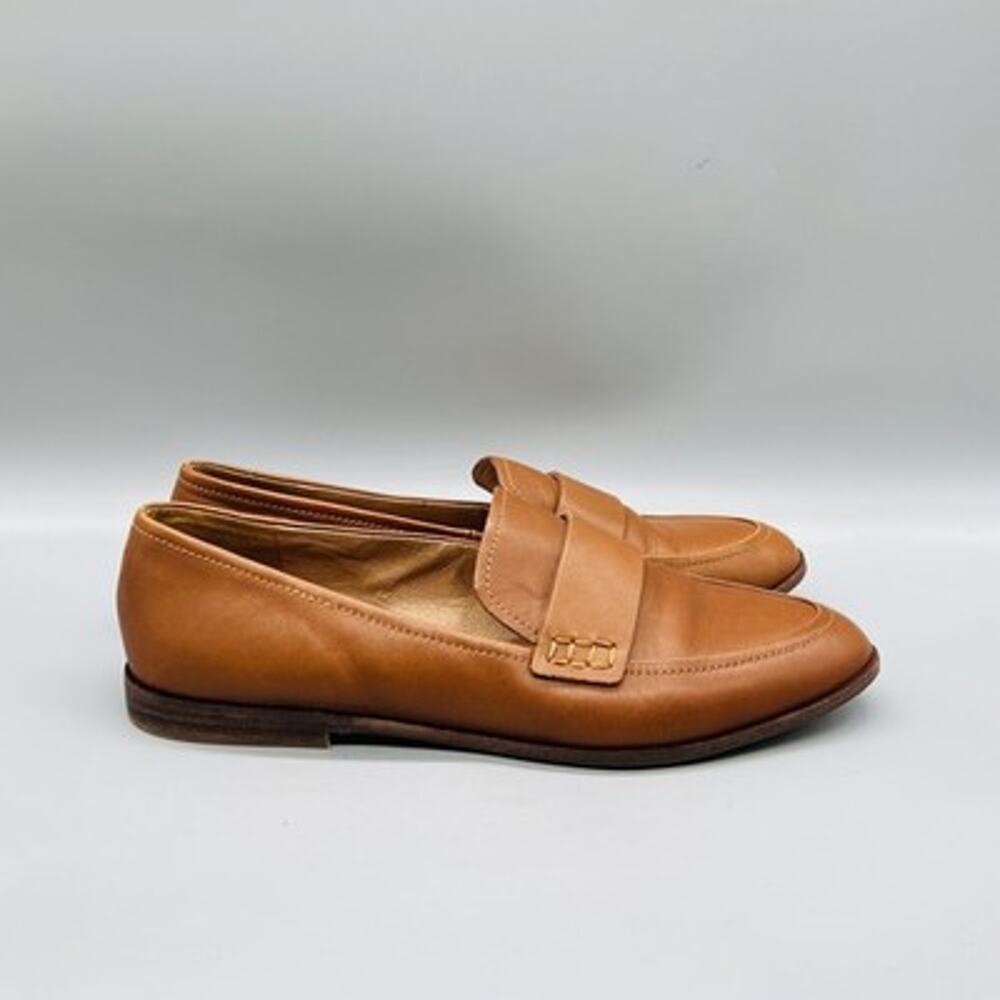 Madewell Shoes Women 8.5 Brown Leather Penny Loafer Flats Slip On Casual Comfort